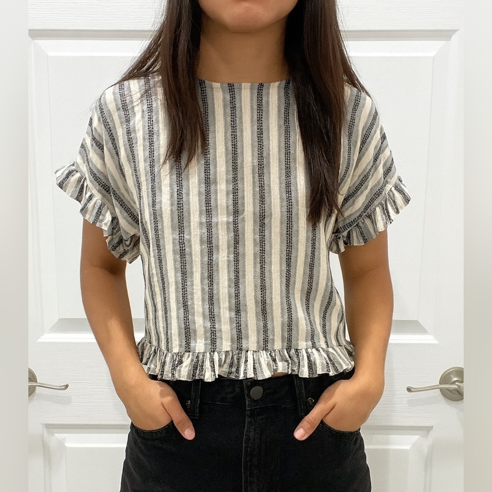BP Cropped, Oversized Black and White Blouse, XXS